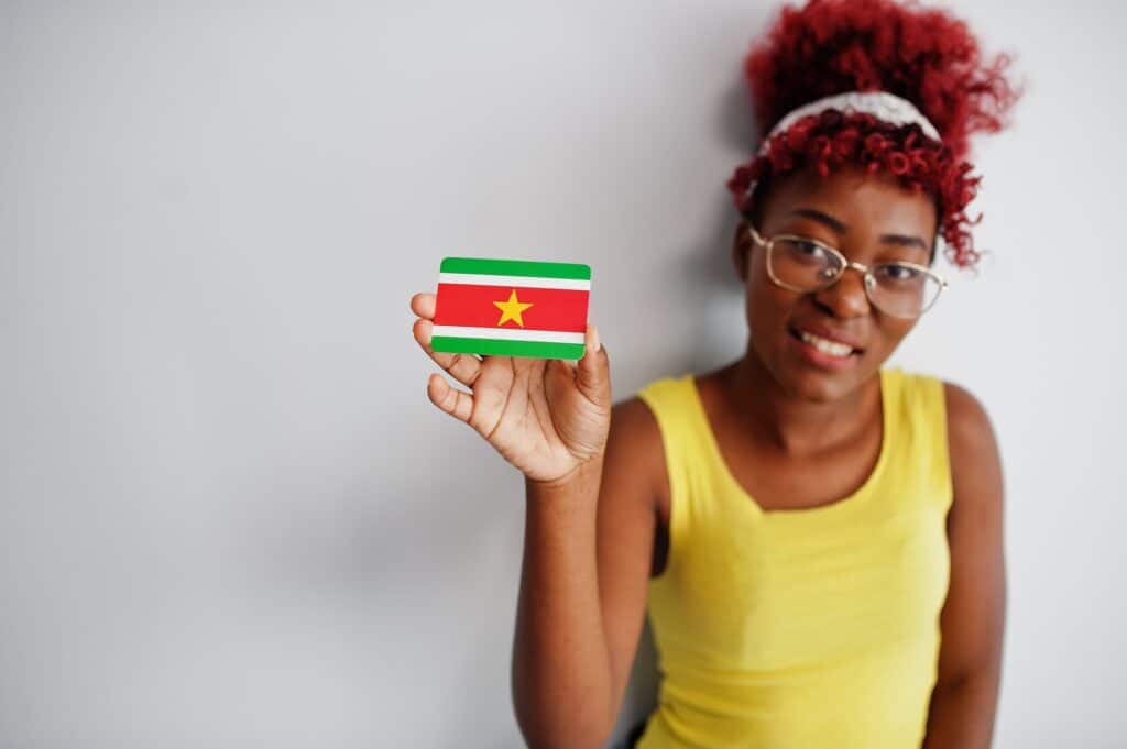 African american woman with flag